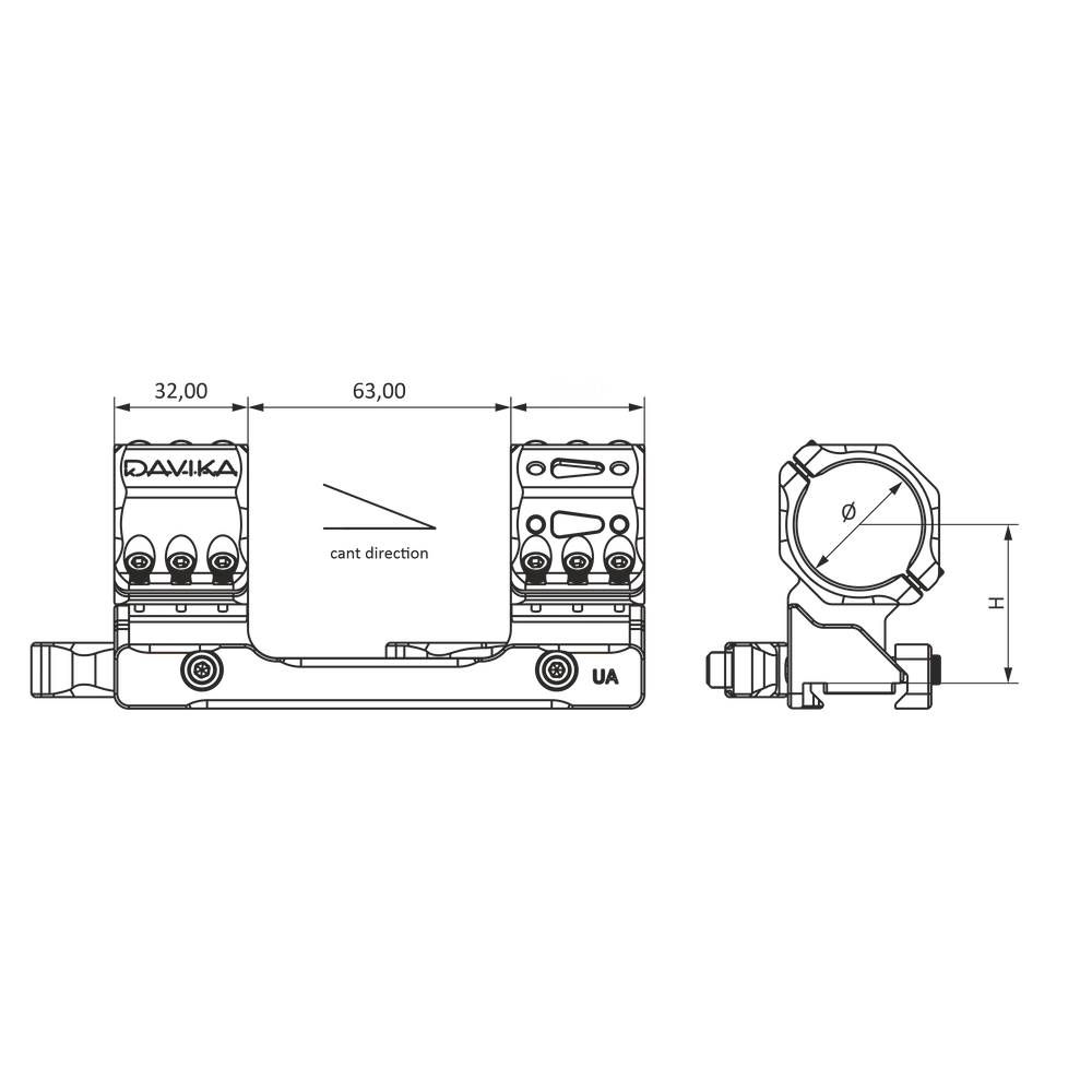 34 mm montură pentru lunetă | Bază Picatinny QD Ergo