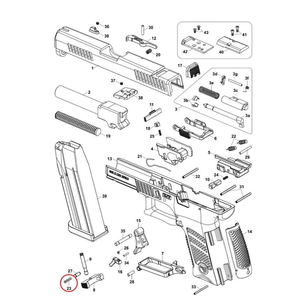 CZ P-10 arc pentru butonul eliberator al încărcătorului
