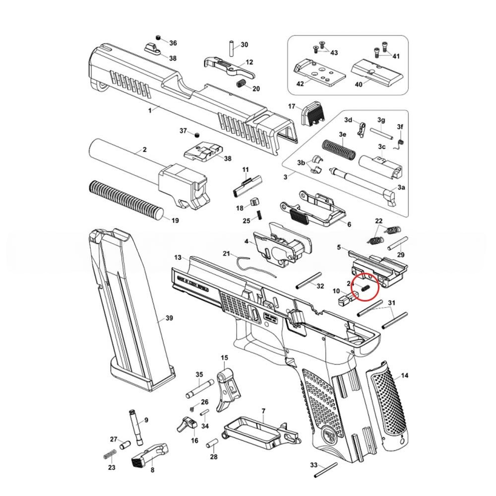 CZ P-10 arc deconector trăgaci spring