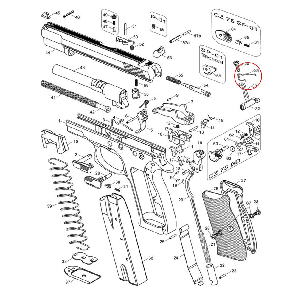 CZ Shadow 2 CZ TS 2 CZ 75B & SP-01 arc competițional pentru trăgaci | putere -15%