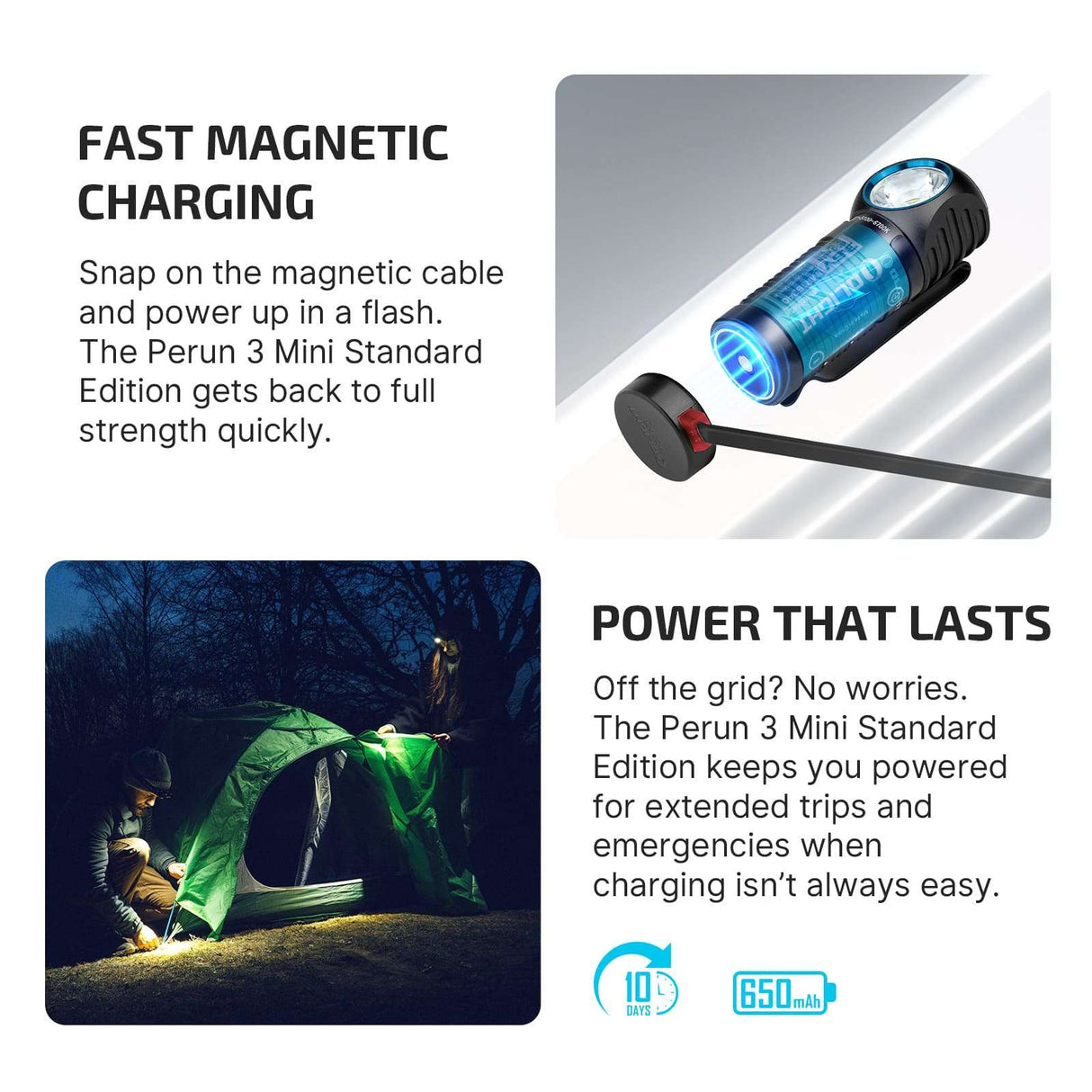 Olight Perun 3 Mini | lanternă frontală reîncărcabilă | 1.250 lm