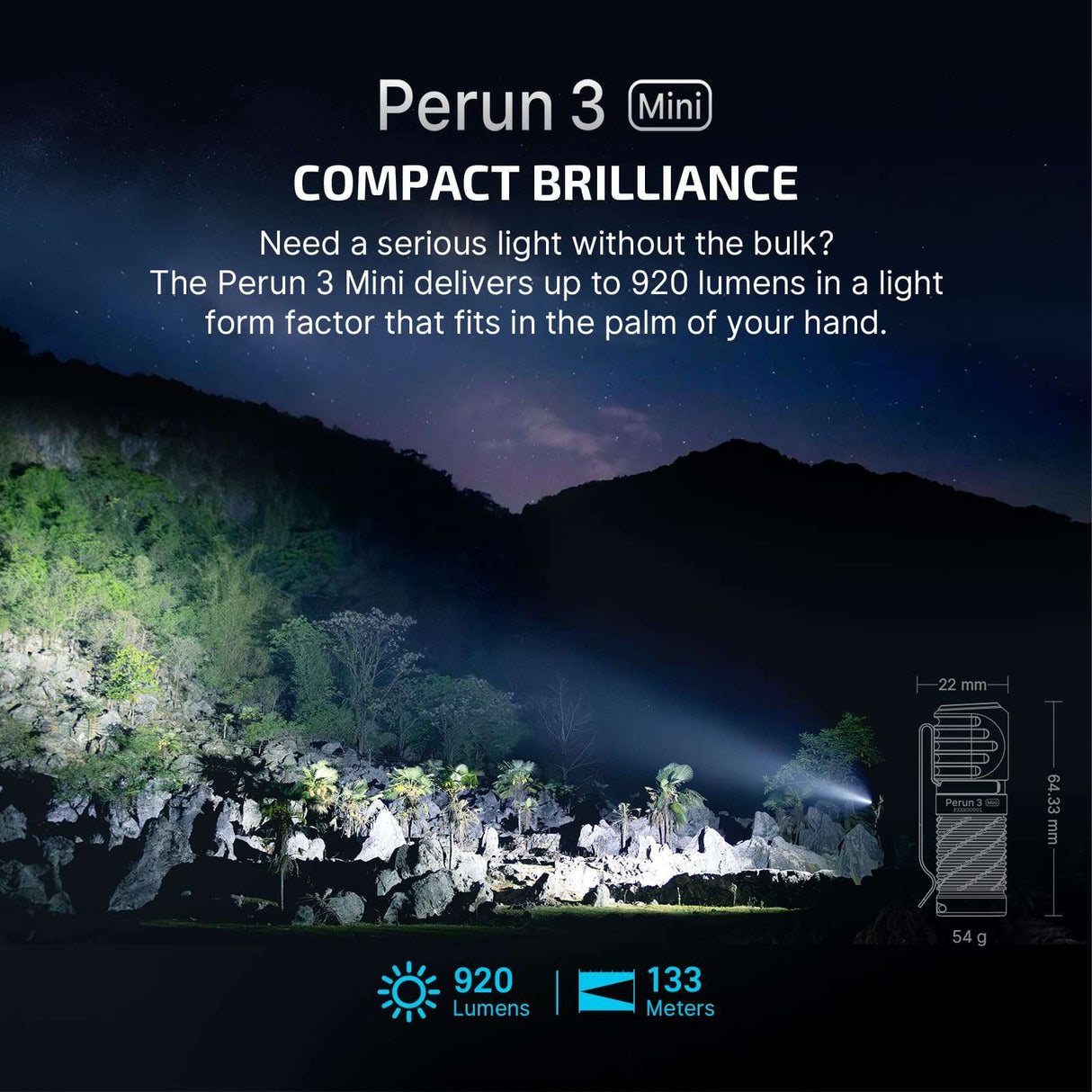 Olight Perun 3 Mini | lanternă frontală reîncărcabilă | 1.250 lm